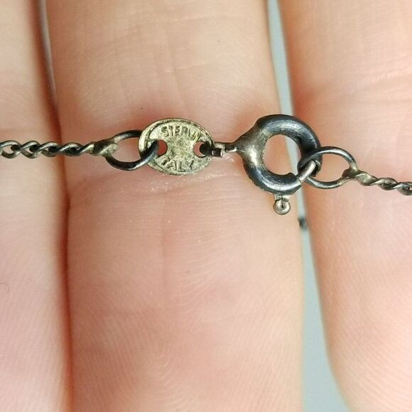 Vintage Tiny Apple Pendant Charm Necklace, Sterling Silver Chain, 16 inches - Picture 6 of 9